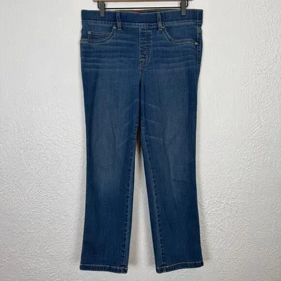 Spanx Straight-Leg Ankle Jeans Pull-On Stretch Size Large - Picture 1 of 3